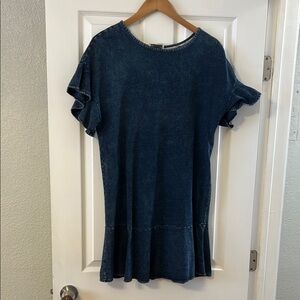 Cotton 1Denim Blue Ruffle Sleeve dress